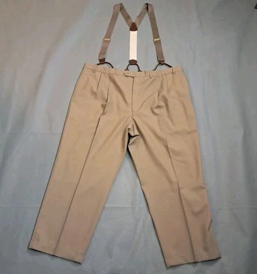 LAUREN Ralph Lauren Dress Pants w/Suspenders Men Total Comfort 44x28 Pleated  - Image 1 of 4