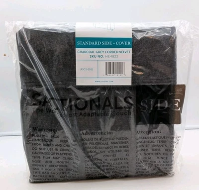 Lovesac Sactional Standard Side Cover Charcoal Grey Corded Velvet New  - Image 1 of 4