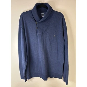 Polo Ralph Lauren Shawl Collar Pullover Sweatshirt Navy Blue LT GL - Picture 1 of 8