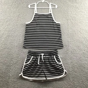 Treasure & Bond Girl's Striped Pajama Shorts Set Navy L (10/12) - Picture 1 of 4