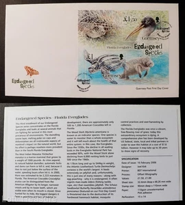Guernsey Stamps: "Endangered Species - Florida Everglades" 2 Value M/S FDC 2006 - Picture 1 of 3