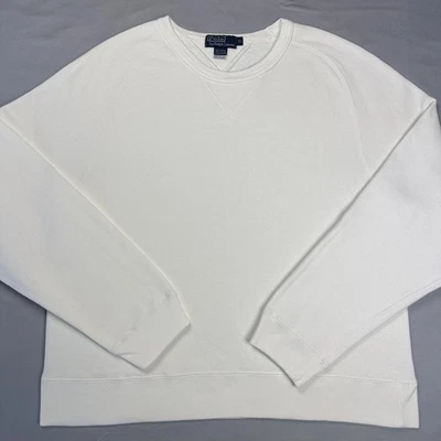 Polo Ralph Lauren Sweatshirt Men XL White Crewneck Pullover Classic Minimalist - Image 1 of 4