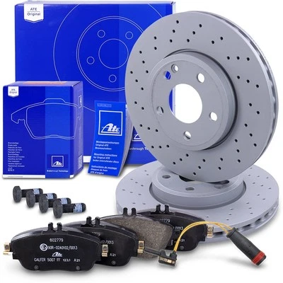 ATE DISCHI FRENO + PASTIGLIE + CONTATTO ANTERIORE PER MERCEDES CLASSE A W176 CLA - Immagine 1 di 4
