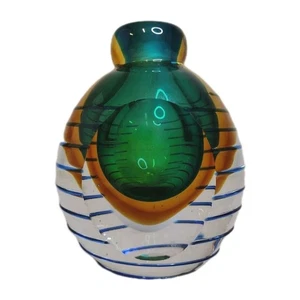 Fifth Avenue Handmade Glass Bud Vase 5" H X 4" W Heavy Glass - Picture 1 of 6