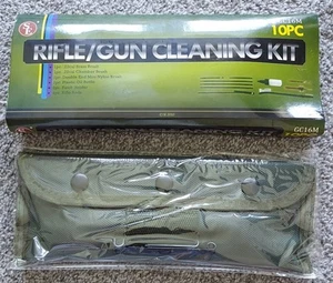 SE 10-Piece Rifle-Gun Cleaning Kit w/ Brass Brushes Rod Extenders Canvas Bag - Picture 1 of 13