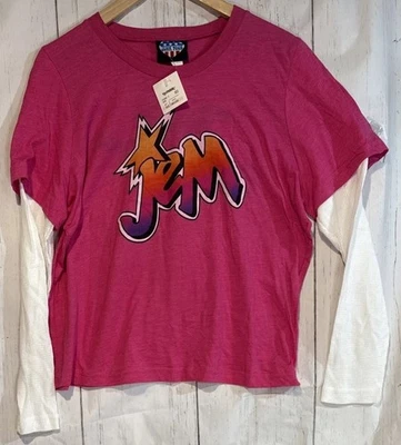 Camiseta térmica vintage JEN e hologramas junk food rosa gráfica L/S pequena média rara - Imagem 1 de 4