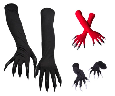 Disfraz de Fiesta Halloween Garra de Bruja Guantes Largos Terror Fiesta utilería Guantes Largos para Uñas Foto 1 de 4