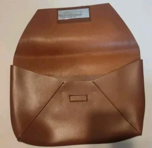 J Crew schokobraun Glattleder Umschlag Clutch Handtasche Tasche Magnetklappe - Bild 1 von 12