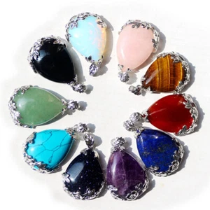 Edelsteine Intarsien Blumentropfen Tropfen Reiki Chakra Heilung Anhänger Perlen - Bild 1 von 25