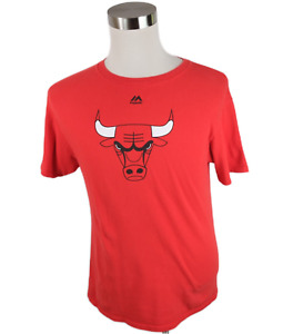 NBA Chicago Bulls Mens Cotton SS Crew Neck Red Mascot T Shirt Majestic Medium