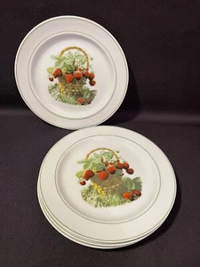 Vintage 4 Bavaria West Germany Strawberry Pattern Salad Plates 7 3/4” - Picture 1 of 5