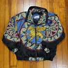 80's Vintage Giacca Sport Track Jacket Stained Glass Griffin Lion Design Sz S