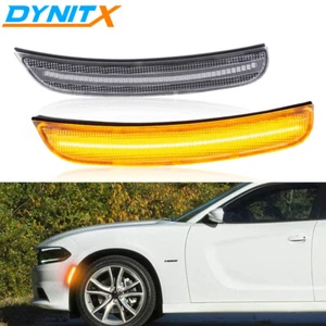 2x Clear Lens Amber LED Side Marker Signal Lights Front For 15-20 Dodge Charger - Picture 1 of 8