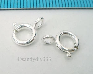 10x ITALIAN STERLING SILVER SPRING ROUND RING CLASP 7mm #2563 - Picture 1 of 2
