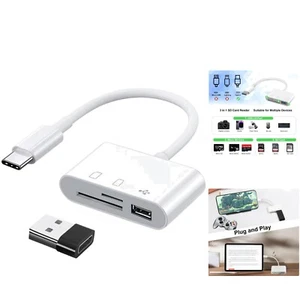 USB C Kartenleser 3 in 1 SD Micro SD Adapter USB 3.0 Kompatibel Laptop Tablet - Bild 1 von 2
