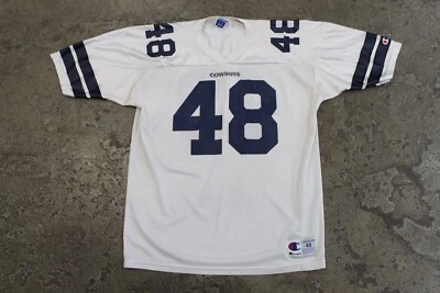复古冠军达拉斯牛仔队 Daryl Johnston NFL 足球球衣 48 码白色 90 年代 — 第 1/4 张图片