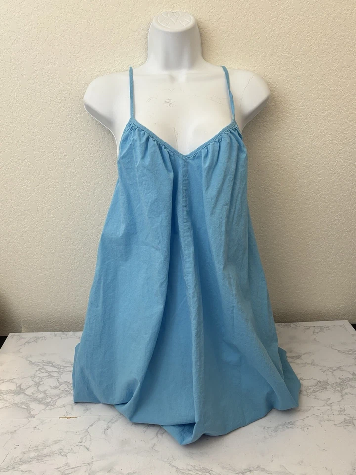 Top sin mangas con correa de espagueti H&M talla S túnica azul cuello en V corbata para el hombro Y1 Foto 1 de 3