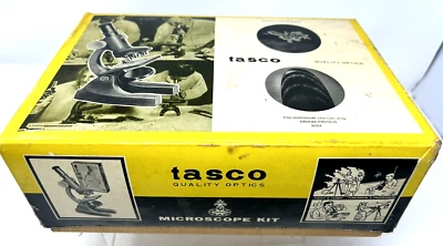 Tasco #981 5 Sophomore 600 XM Microscope in Wood Box Vintage - Image 1 of 3