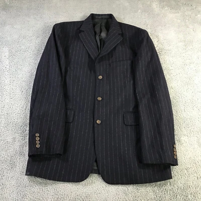 J Crew Blazer Mens 42 L Sport Coat Jacket Wool Stripe Blue Gray Casual Adult - Image 1 of 4