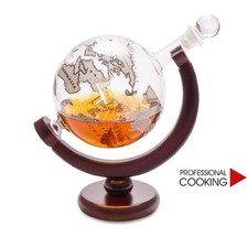 Bottiglia decanter per liquore whisky Globo con base legno ml.800