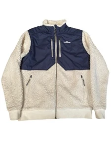 Kathmandu Fleece Womens Size 8 White Blue Sherpa Jacket Full Zip Outerwear - Picture 1 of 7