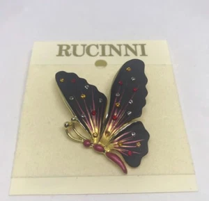 Rucinni Swarovski crystal Black Butterfly Brooch/Pendant - Picture 1 of 4