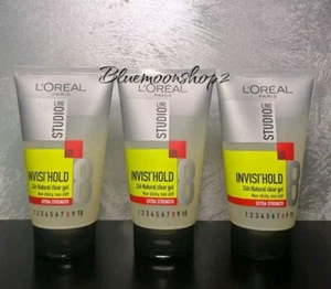 3 x 150ml L'oreal Studio Line Invisi'Hold 24H Natural Clear Gel Extra Strength - Picture 1 of 2