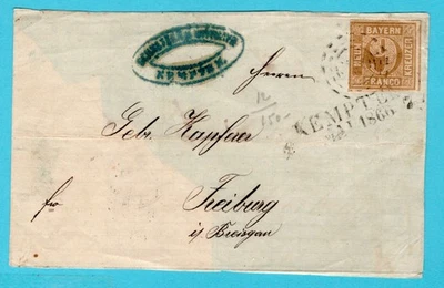 GERMANY BAVARIA part of a cover 1866 Kempten to Freiburg - Image 1 of 3