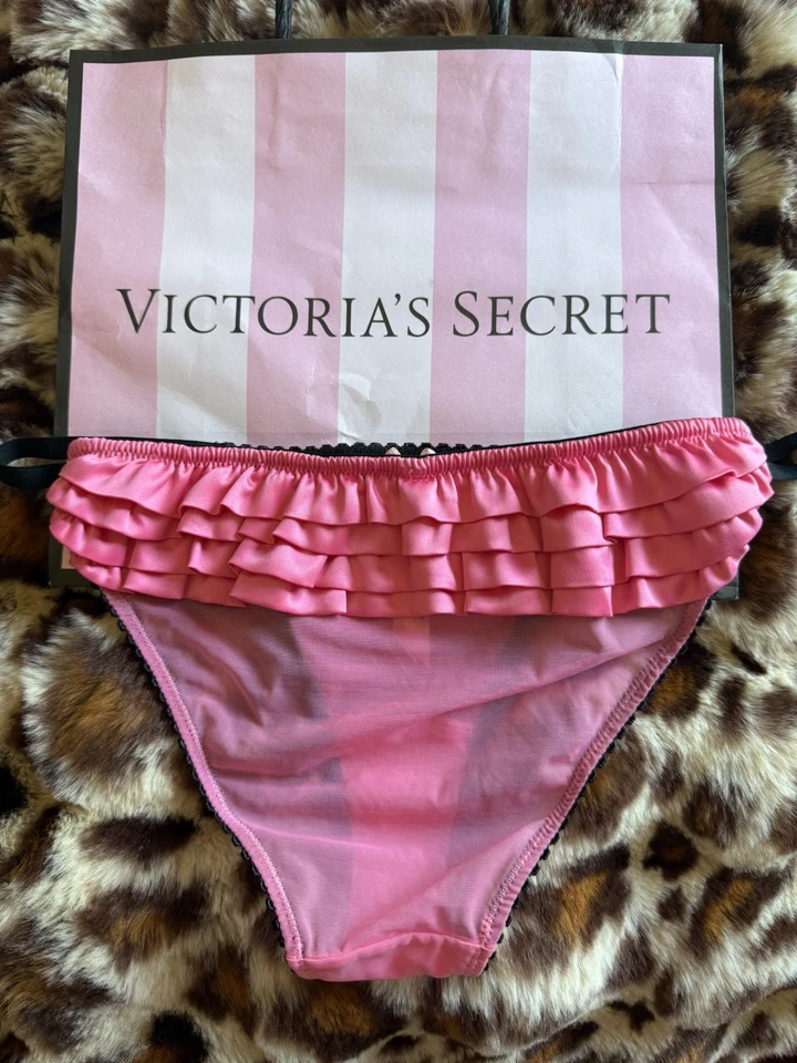 Vintage Victoria’s Secret RARE Sexy Little Things Sheer Pink Ruffle Panties M/L - Image 1 of 4