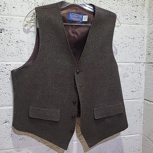 Pendleton Vintage Mens 100% Pure Virgin Wool Tweed Vest Size 44- Brown. - Picture 1 of 8
