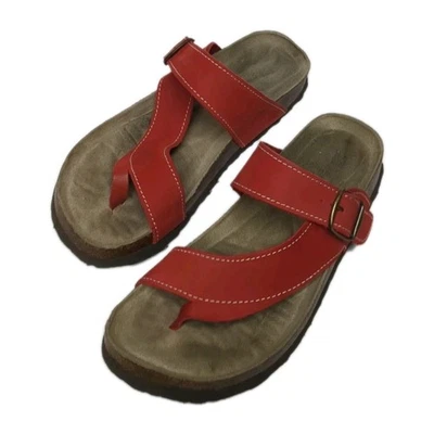 White Mountain Carly Coral Sandals Women Leather Upper Cork Bed Size 8 M Red - Image 1 of 4