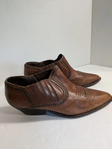 Circle S Brand Leather Cowgirl Western Brown Low Ankle Boots Size 10 Brazil - Picture 1 of 6