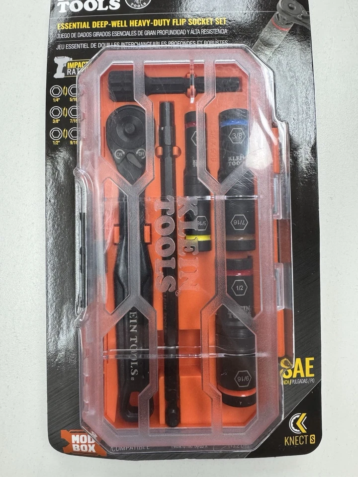Klein Tools 65238 KNECT Essential Deep-Well Heavy-Duty Flip Socket Set SAE 7pc - Image 1 of 1