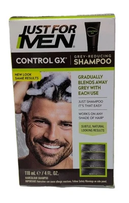 Champú reductor gris Just For Men Control GX 4 fl. oz. Poco a poco color NUEVO Foto 1 de 4