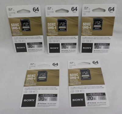 Tarjeta de memoria Sony 64 GB, Clase 1 SDXC UHS-I - Lote de 5 - SF64UY2/TQ Foto 1 de 2