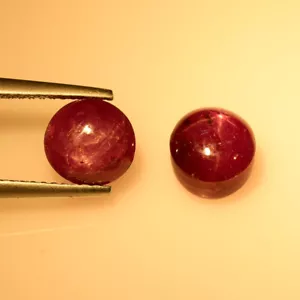 7,00 Cts Coppia NON RISCALDATA 6 Raggi Stella Rosa Profondo Rubino Pietra Preziosa Naturale Sciolta - Foto 1 di 2