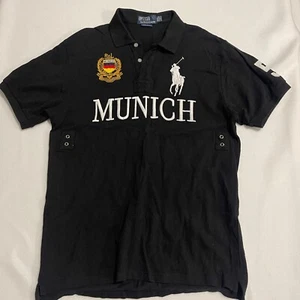 Polo Ralph Lauren Big Pony Shirt Mens XXL 2XL Black Munich Rugby #5 RLPC - Imagen 1 de 6