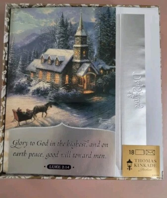 DaySpring Thomas Kinkade Christmas Cards Box of 18 GLORY TO GOD KJV