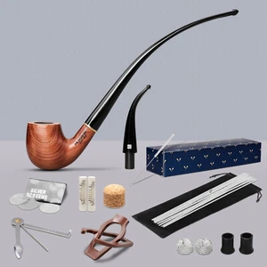 Rosewood Churchwarden Gandalf Pipe Long Stem Bent Tobacco Pipe With Accessories - Picture 1 of 7