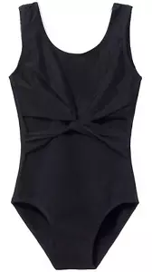 Tank Mesh Cross Front Gymnastic Ballet Dance Leotard for Girls Kids Black Age... - Picture 1 of 7