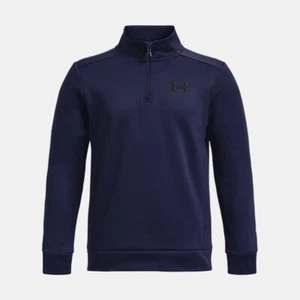 Under Armour Boys Navy Blue Sweatshirt Fleece 1/4 Zip Long Sleeve Size YM NWT - Picture 1 of 8