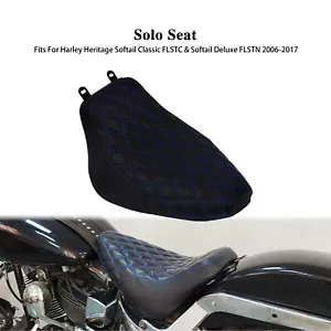 Front Driver Blue Lattice Solo Seat For Harley Heritage Softail Classic 06-17 - Picture 1 of 15