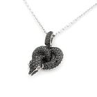 Asprey Snake Protector Collection Pendant Necklace 18k White Gold Black Diamond