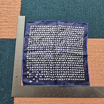 Mens Polar Bear Graphic Everyday Handkerchief Navy 13"x13" X3a - Image 1 of 4