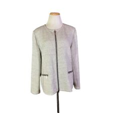 Lafayette 148 Size XXL Grey Tweed Blazer Jacket Full Zip Pockets