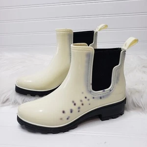 Seven7 Halifax 2070 White Rubber Pull On Ankle Rain Boots Women's Size 8 NWOT - Picture 1 of 8