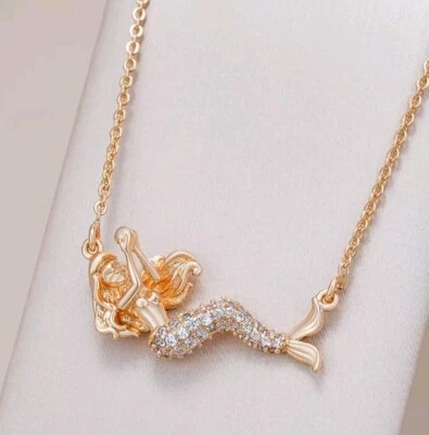 Schöne Halskette mit Anhänger 585er Rolled Roségold Walzgold Meerjungfrau  - Bild 1 von 4