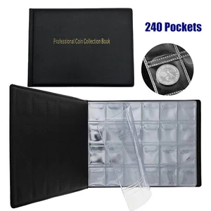 240 Pocket Coin Storage Book Collection Album Folder Money Holder Organizer 8x6" - Picture 1 of 10