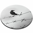 Round Mouse Mat - Black Crow Silhouette Barbed Wire Office Gift #15980