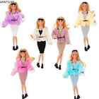 Mehrfarbig Kleidungsset Für Barbie Puppe Pelz Mantel Kleid Stiefel Gürtel Tasche